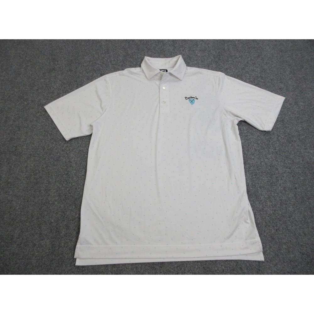 FootJoy Blackthorn Club Golf Polo Shirt Mens M White Geometric Print Stretch